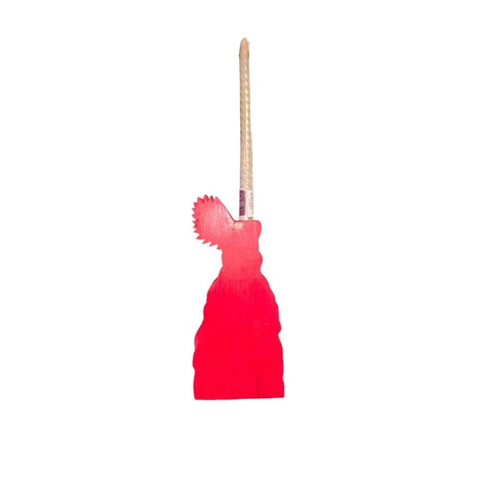 Handcrafted Red & White Santa‎ Claus Wooden Taper Candle Holder 11.5